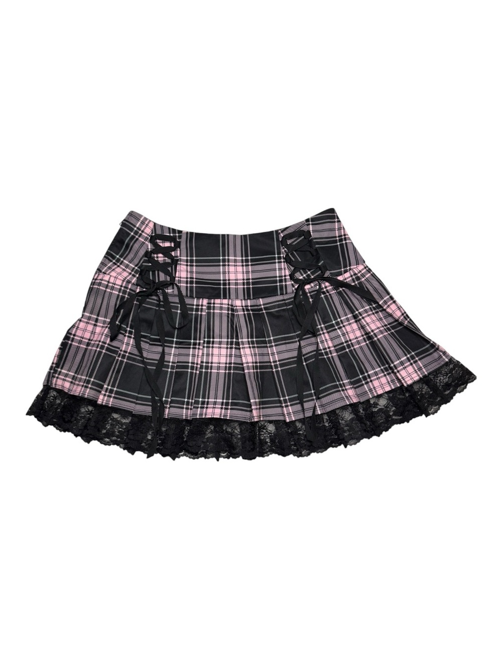 Y2K Vintage Pink Plaid A-Line Mini Skirt